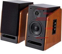 AmazonBasics Bluetooth Bookshelf Speakers with Active Speaker – 40W, 20-20KHz