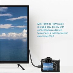 1.5FT HDMI to Mini HDMI Male to Male Cable HDTV 4K 60Hz 2K 32AWG Gold Plated