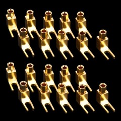 20 Pcs Gold Plated Spade Banana Plug Audio Speaker Cable Connector Adapter US