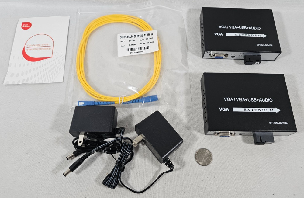 1080p VGA Fiber Extender SC Stereo 3.5mm Jack Up to 20km Single-Mode 500m Multi