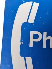 Retro Vintage Rustic Used 18″ Real PHONE / PAY PHONE STREET SIGHN / ROAD SIGHN