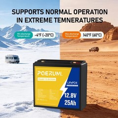 NEW 12V 25Ah LiFePO4 Lithium Battery 320Wh Built-in BMS Deep Cycle for Solar RV