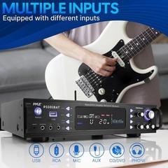 Pyle Hybrid Amplifier Receiver, 3000W / AUX,USB,RCA Inputs – Black P3301BAT