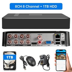 8 Channel 8CH 6-in-1 DVR 1TB Hard Drive Ready To Plug Play CCTV Recorder