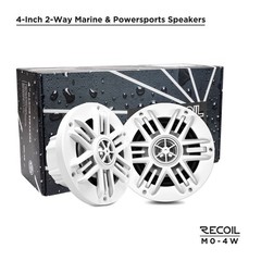 RECOIL M0-4W Coaxial Speakers 4 Inch 2-Way Marine Boat & UTV ATV 4 Ohm Pair