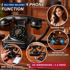 Bluetooth Retro Phone Wireless Landline Telephone Speakerphone Music for Home