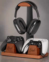 Walnut Headphone Stand Wood Headset Stand for Desk Universal Headphone Holder