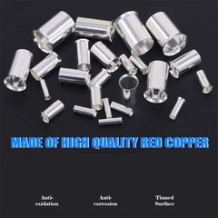 10-100PCS Ferrules Crimp Terminal Wire Connector Kits AWG (8 6 4 2 1/0 2/0)