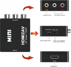 1080P HDMI to RCA AV Converter Mini Adapter for TV Video Audio Xbox PS5 PS4 USA