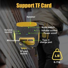 Truck Farm Speaker, Clip-On Wireless Jobsite Portable Speaker, Up to 30 Hours