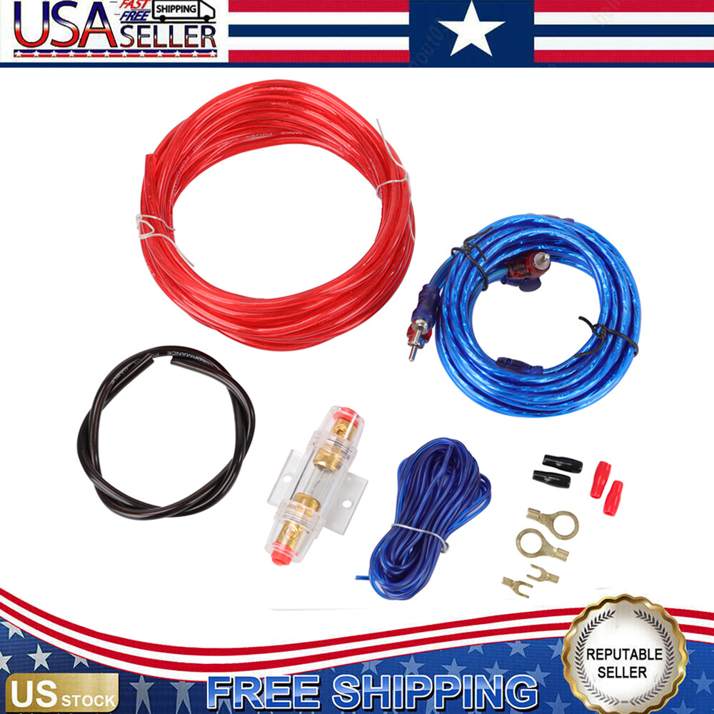 Car Audio Cable Set 1500W Amp Amplifier Install RCA Subwoofer Sub Wiring 8 Gauge