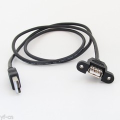 1pc 1.5M/5FT USB 2.0 A Male to A Female Panel Mount Screw Hole Extension Cable