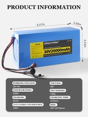36V 20Ah Lithium Ion Battery Pack 30A BMS 0-800W Motor Power Supply