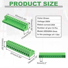 MECCANIXITY 13 Pin 5mm 0.2 Inch Pitch PCB Mount Screw Terminal Block Connecto…