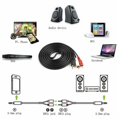 5ft 3.5mm Audio AUX 1/8″Stereo to 2 RCA Male Y Cable Adapter Cord MP3 iPod Phone