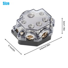 2pcs Durable ABS Cover Zinc Alloy Car Audio Distribution Block 1 In 5 Out