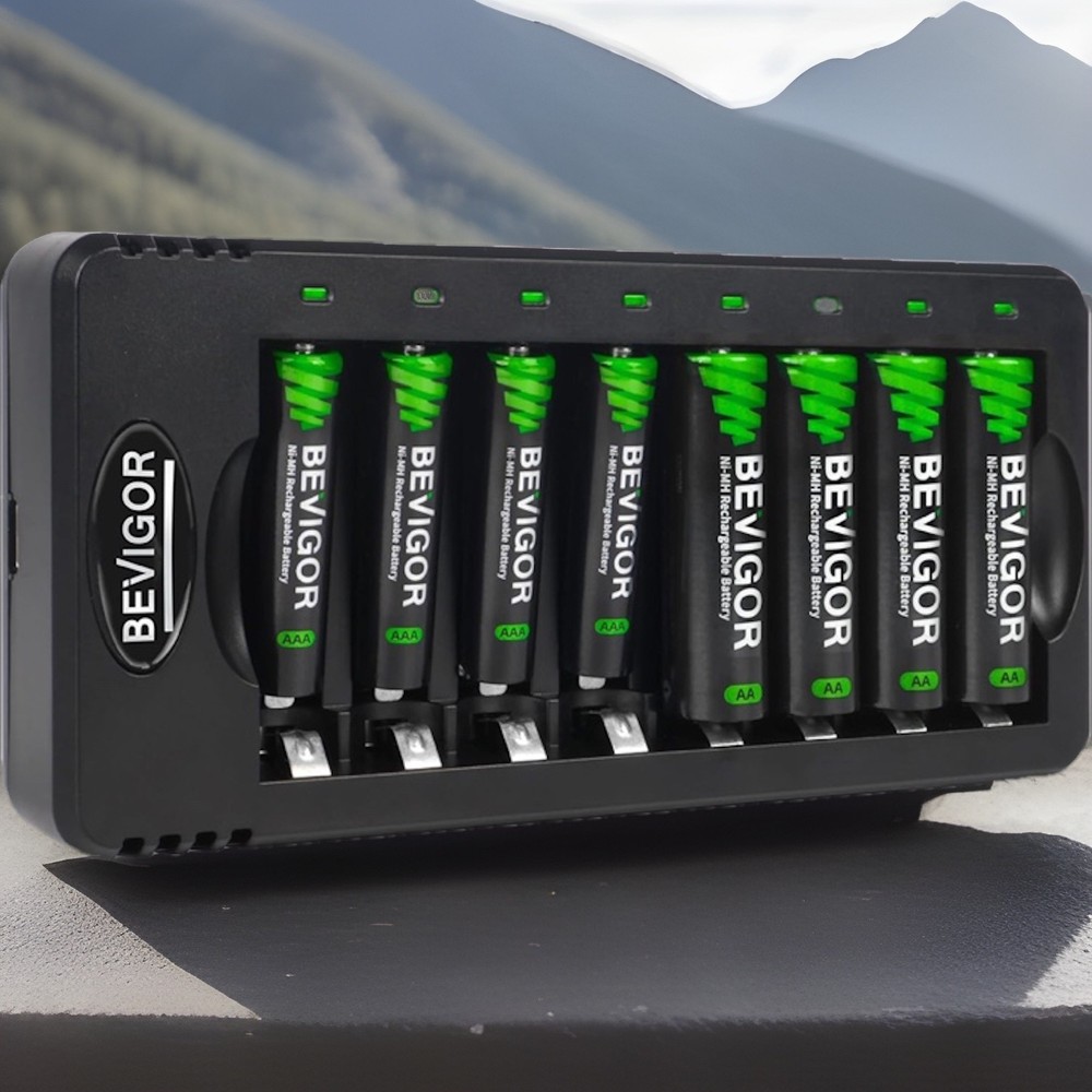 ✅ NEW! BEVIGOR Rechargeable AA & AAA Batteries with 8 Bay Smart Battery Charger