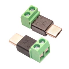 2 Pack USB-C Solderless Connector Type-C Male Screw Terminal Adapter
