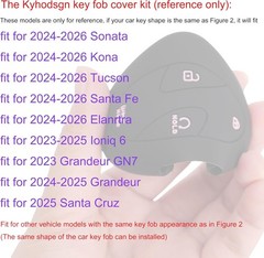 Silicone Key Fob Cover for Hyundai 2024-2026 Tucson Black Red+Black Pink(Button