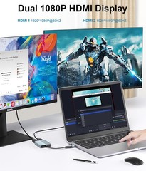 USB C/USB 3.0 to Dual HDMI Adapter, USB to HDMI Splitter for Dual Monitors Ex…