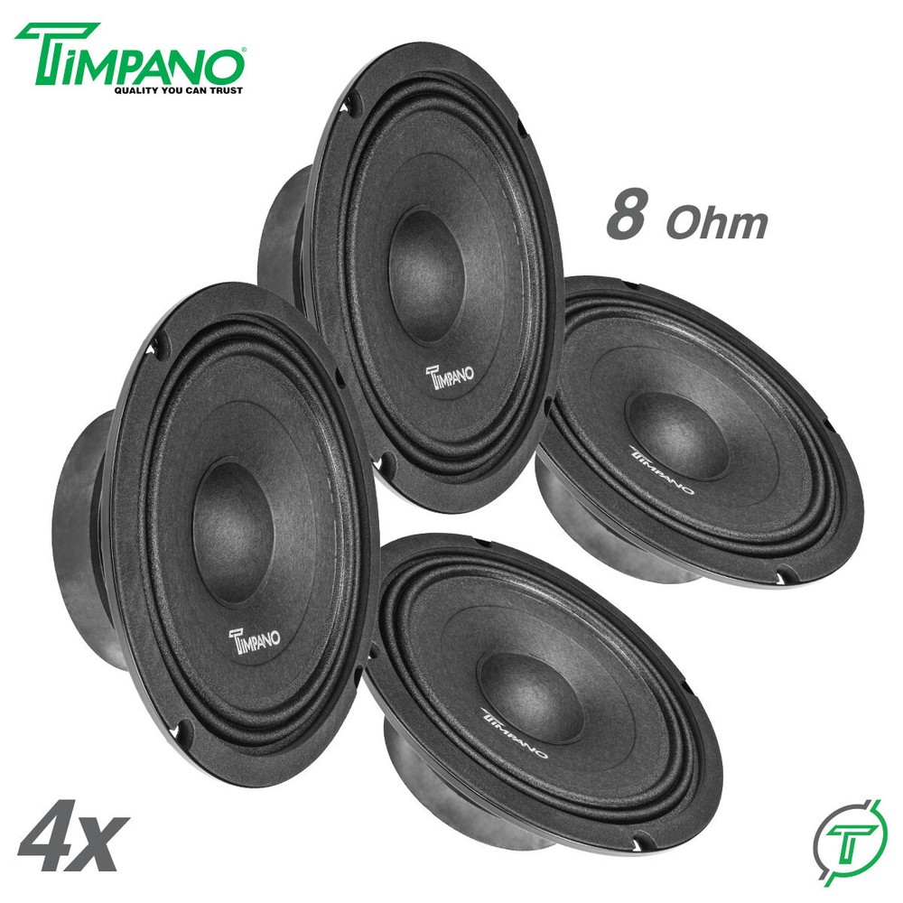 4x Timpano Shallow Mount 8″ PRO Audio Speakers TPT-MB8-8 SLIM 8 Ohm 2800 Watts