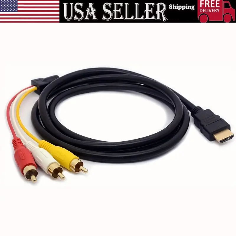 1080P HDMI Male To 3 RCA Video Audio AV Component Converter Adapter Cable HDTV