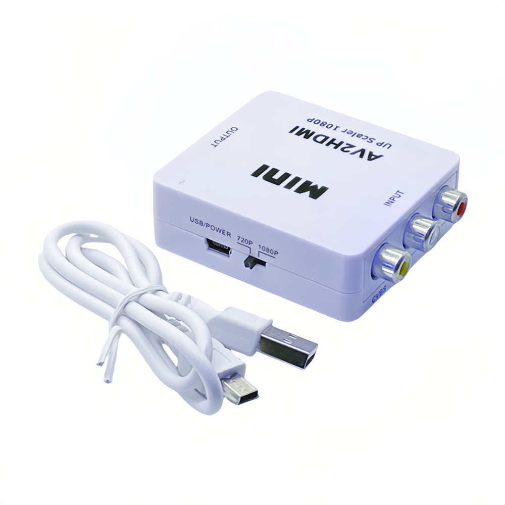 AV to HDMI converter Upscaler Cinch CVBS Composite Adapter Wii NES DVD Plug Play