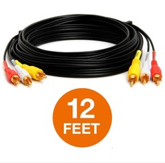 12 Feet Heavy Duty 3 RCA Gold Plated Composite Audio Video AV Cable New Sealed
