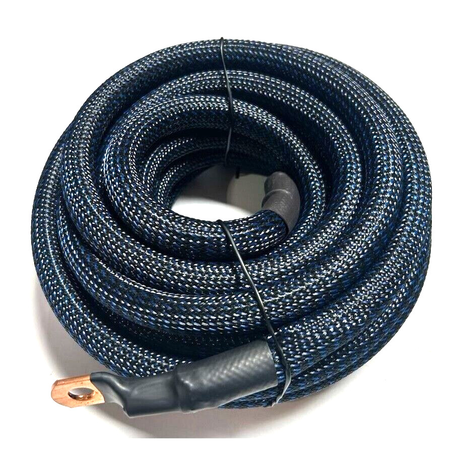 15ft 1/0 Gauge BLACK/BLUE SNAKESKIN OFC Wire Strands Copper Marine Cable AWG