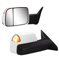Towing Mirrors Painted Compatible with 2009-2018 Dodge Ram 1500, 2010 White