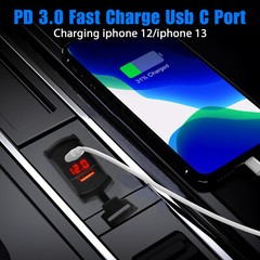 Dual USB QC3.0+PD Car Fast Charger Adapter Switch Socket Power Outlet Waterproof