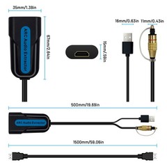 HDMI ARC to Optical Audio Extractor Cable Adapter Converter eARC 5.1 for TV Amp