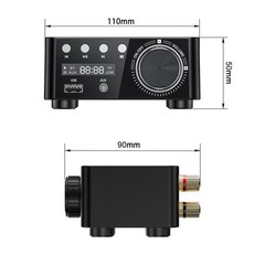 HiFi Stereo Bluetooth 5.0 Digital Power Amplifier Audio Receiver USB 50W+50W BLK