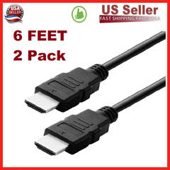 2 Pack New Digital High-Speed 1.4 HDMI Cable PVC 2160p Black Cord (6 feet)