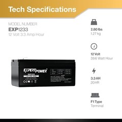 Expert Power 12V 3.3Ah SLA Battery For 3.5Ah BP3-12 BP3.6-12, CF12V2.6 CFM12V3