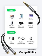 Durable 3.5mm Y Splitter for Headsets – Ideal for Gaming, PC, Laptop, Tablet