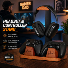 Walnut Headphone Stand Wood Headset Stand for Desk Universal Headphone Holder