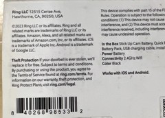 Ring Stick Up Cam Battery – Indoor/Outdoor Smart Security Camera, Black New*