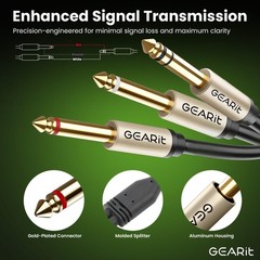 1/4 TRS Stereo Male to Dual 1/4 TS Mono Breakout Splitter Y Audio Cable, Black
