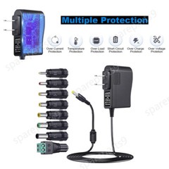 12V 2A Power Supply Regulated DC Power Adapter with 8 Tips, Charger Transformer