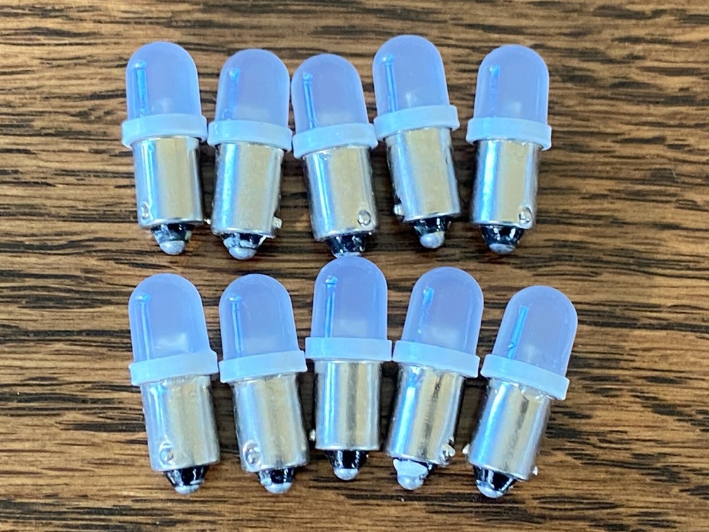 10 New White FROSTED Bayonet LED Lamp Light Bulbs 6v 6.3v 8v #47 #44 #1847