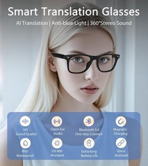 AI Smart Glasses Bluetooth Call Audio Translation for Men and Women Work Glasses