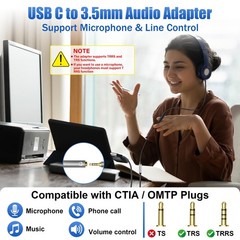 USB Type C Male to 3.5mm TRRS Female Headphone Jack Adapter 2 Pack, USB C to …