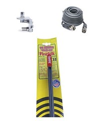 NEW FIRESTIK KW3 B 3FT BLACK CB ANTENNA, 18FT RG8X COAX, BRACKET & STUD