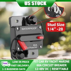 60 Amp Durable Circuit Breaker Auto/Marine/Solar DC 12-48V Manual Reset 1PC US