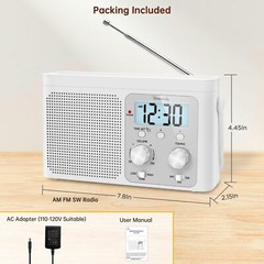 Portable AM/FM Radio with Digital Display Battery or Plug-in Ideal for Seniors