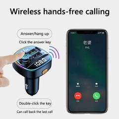 Bluetooth 5.0 Car Wireless FM Transmitter Adapter USB PD Charger AUX Hands Free