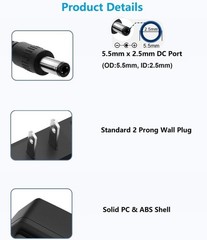 5V 2A Power Supply Adapter, AC to DC 5V Power Adapter Cord, 100-240V 50-60Hz AC