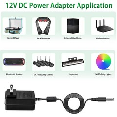 12V 2A AC Adapter Power Supply with Switch UL Listed, 100-240V AC to DC 12VDC…