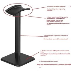 Universal Headphone Stand Aluminum Alloy Desk Headset Holder for Gaming Office